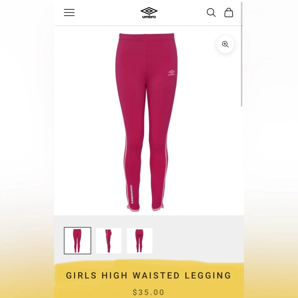 Umbro Kids' Magenta Leggings with Pink Stripes